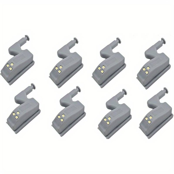 LED интелигентни светлини с детектор за движение за шкафове, 8 бр., ABS, бели