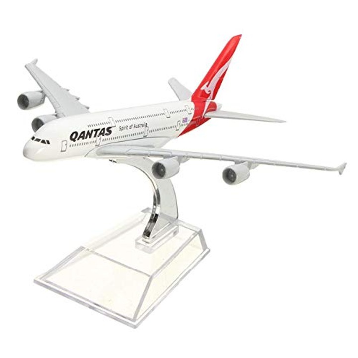 Модел на самолет Airbus A380 на Qantas Airways, метал, 16см, мащаб 1:400