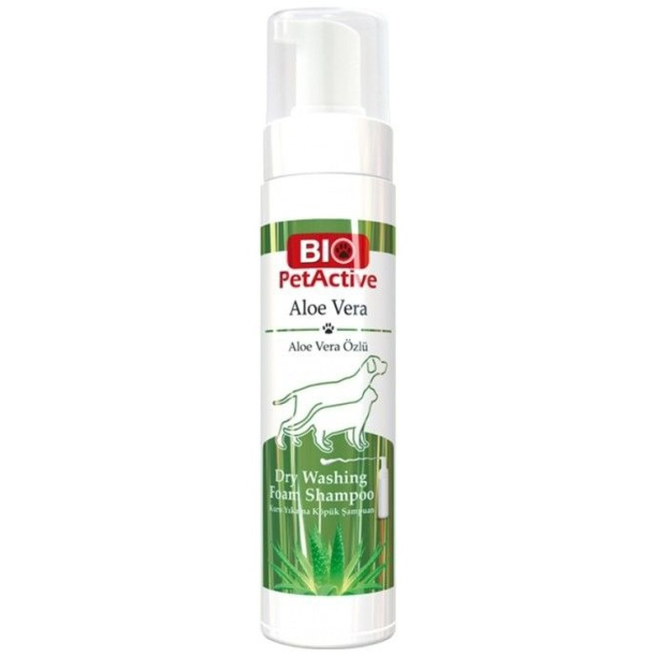 Сух шампоан за кучета и котки Aloe Vera Foam, Bio PetActive, 200 мл
