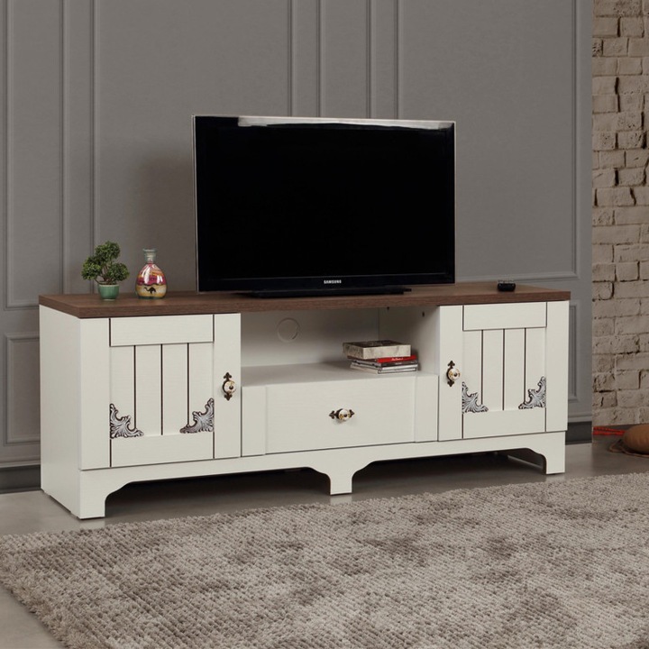 Comoda TV Model Gazel, 140x52x41 cm, Alb