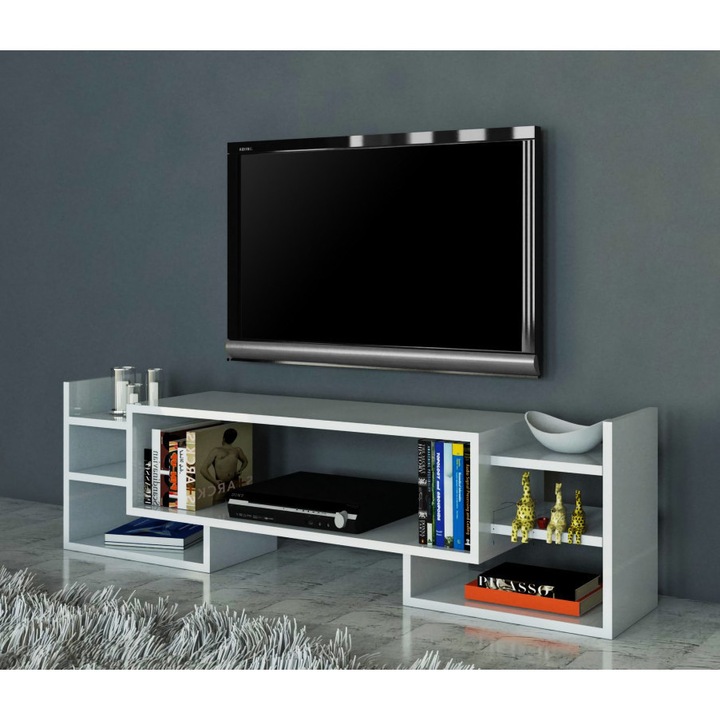 Comoda TV Model Sema, 115x38.2x29.6 cm, Alb