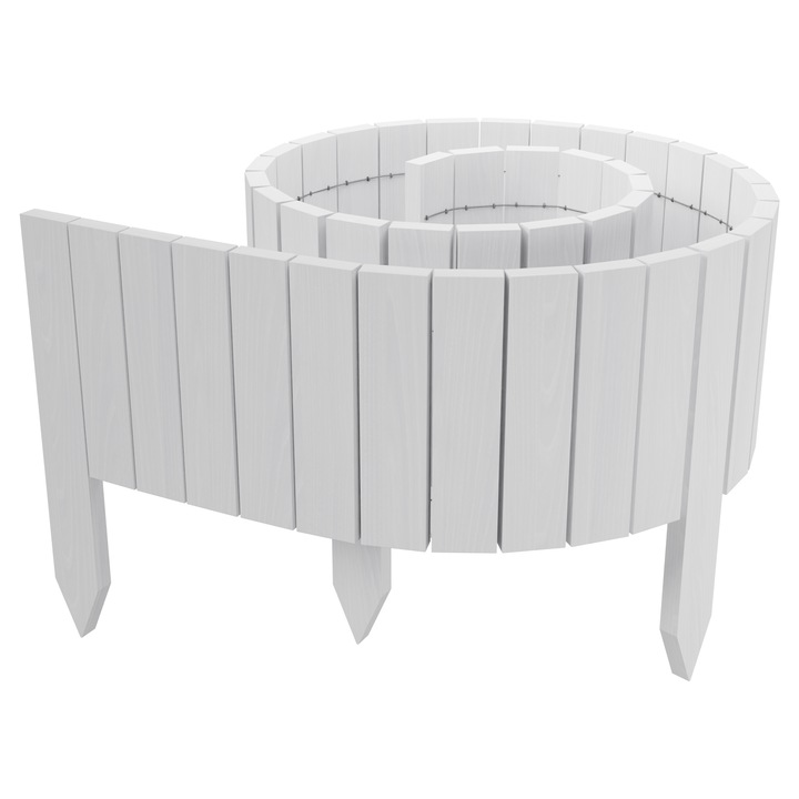 Palisada, Bordura de gradina din lemn, Floranica, 200 x 40 cm, alb