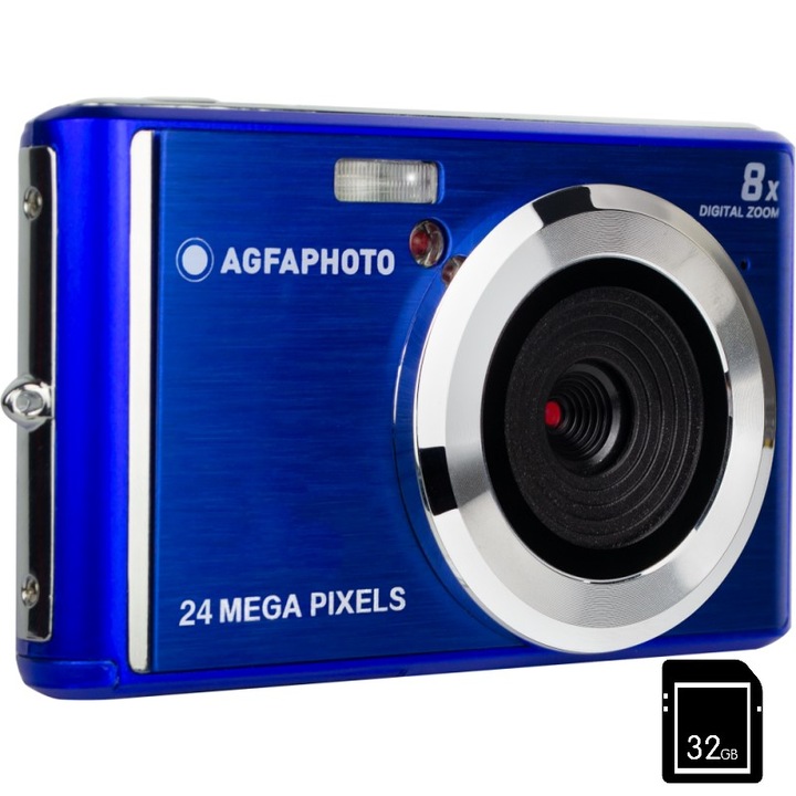 AgfaPhoto DC5500 24MP HD 720p пакет цифров фотоапарат и 32 GB карта, черен