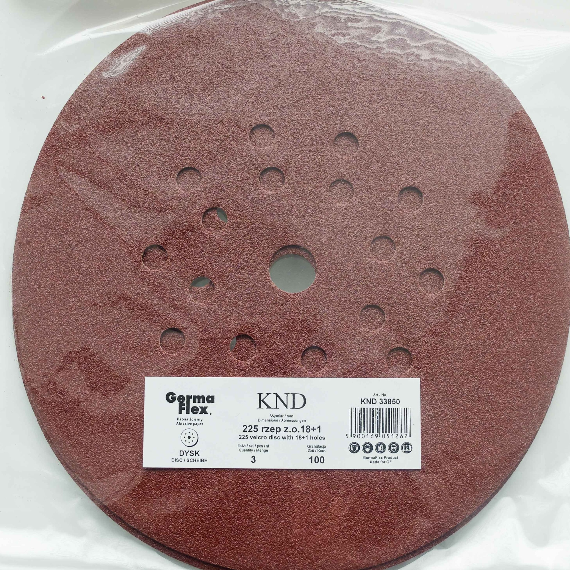 Set 3 discuri abrazive cu velcro, Germa Flex, 225mm, granulatie 100 ...