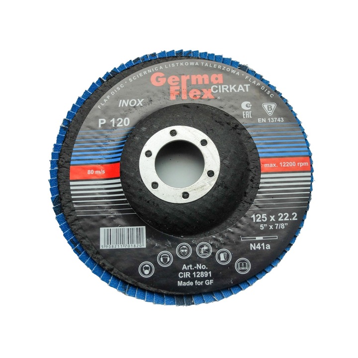 Lapos csiszolótárcsa Germa Flex Cirkat I N41a, 125x22,2 mm, szemcse 120, kék