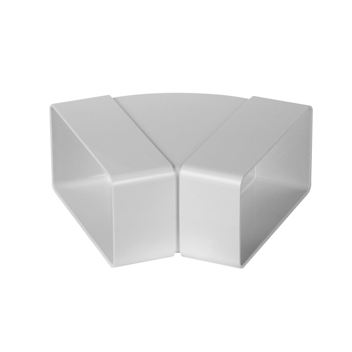 Accesoriu sistem de ventilatie Awenta, coltar orizontal plat, 55x110mm, rezistent la 40C