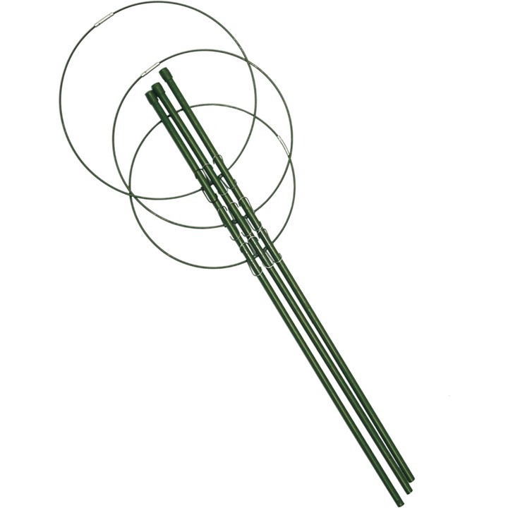 Gyűrűs támasztó növényekhez, GreenMill, fém, zöld, 90cm