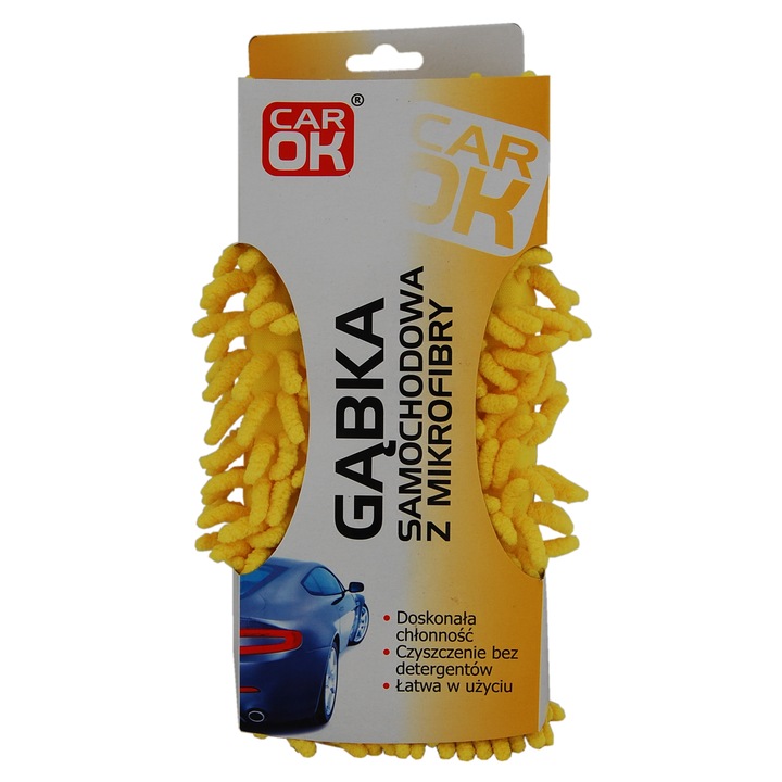 Burete auto Car ok, microfibra, reutilizabil, galben
