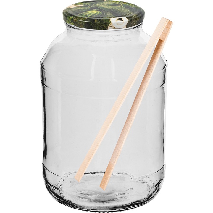 Borcan pentru muraturi Browin, 2L, cu capac colorat si cleste, 7x21.3cm