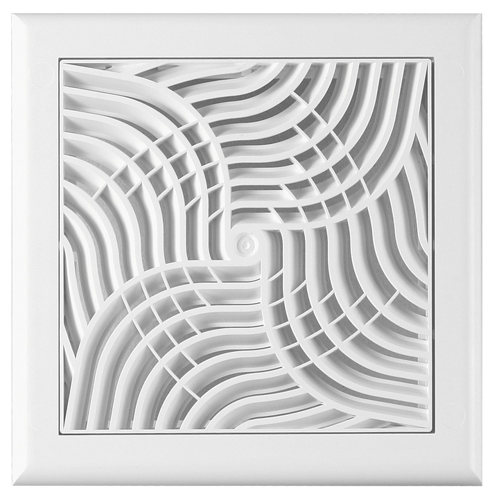 Grila de ventilatie, Awenta, Plastic, Plasa anti-insecte, 190 x 190 mm, Alb