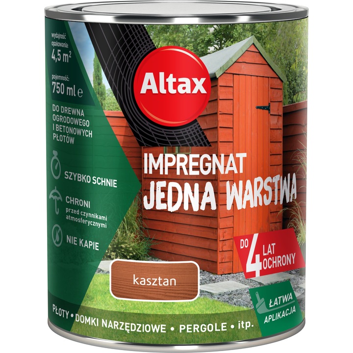 Impregnat Altax, protectie 4 ani, castan, mat, 0.75l