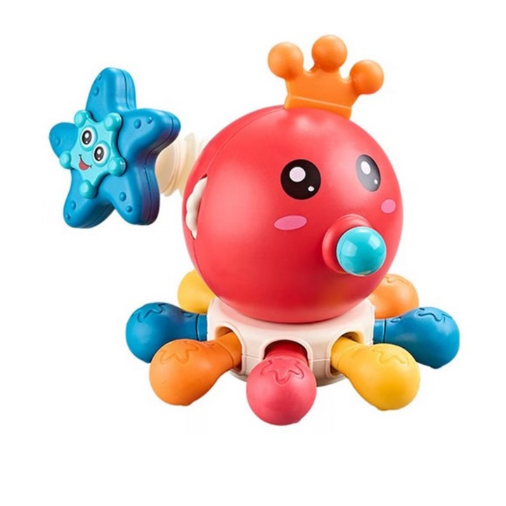 Jucarie educationala senzoriala si dentitie, model caracatita, din silicon