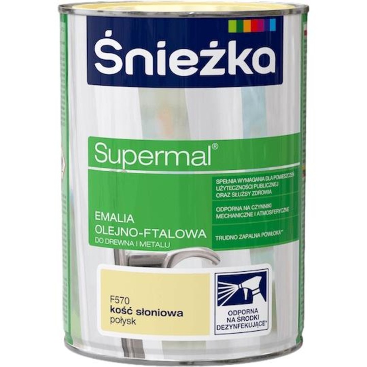 Боя Sniezka Supermal, устойчива на дезинфекция, за дърво и метал 0.8L