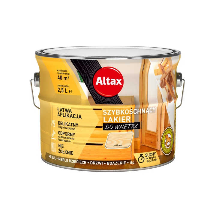 Lac interior, Altax, polimat, transparent, uscare rapida, 2.5L
