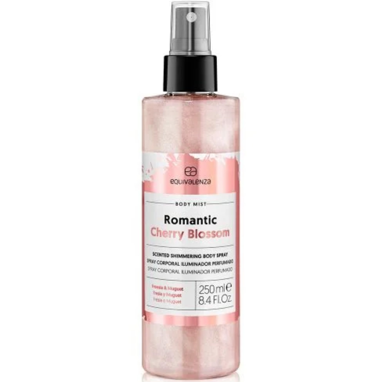 Spray de corp iluminator Equivalenza Romantic Cherry Blossom, 250 ml