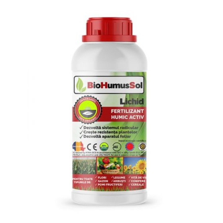 Fertilizant ecologic pentru toate tipurile de culturi agricole si horticole, Biohumussol, 1 l
