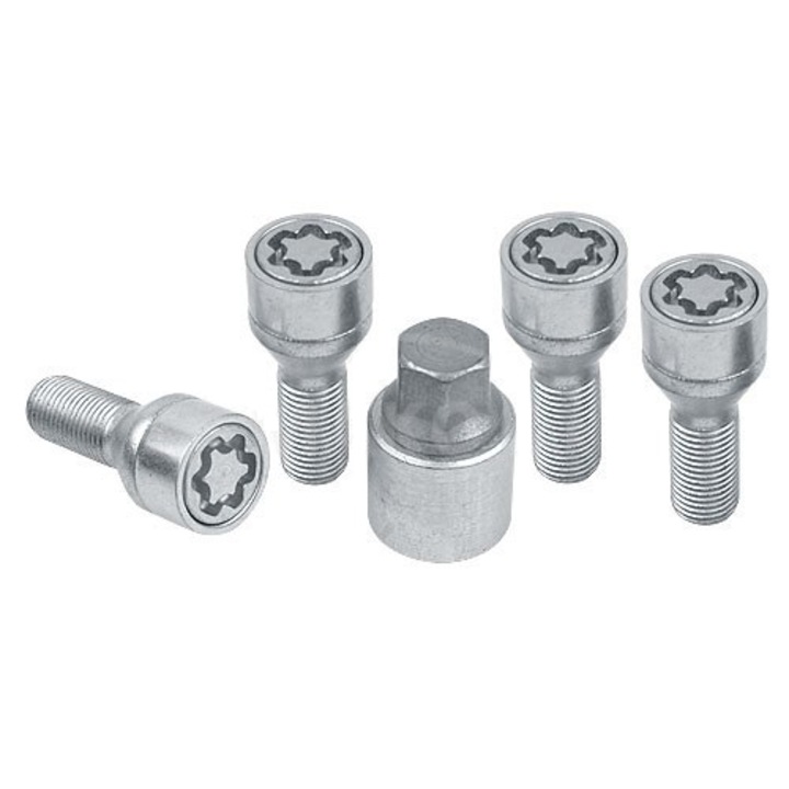 Set suruburi antifurt roti SICUSTAR, M14 x 1.50 x 31, hexagon, cheie 17, otel zincat