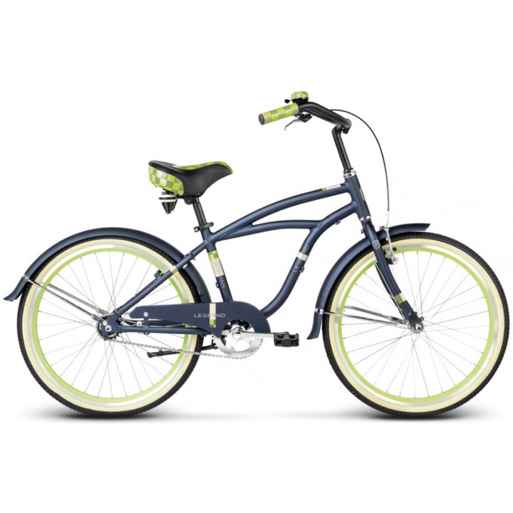 Bicicleta copii Le Grand Bowman 24", cadru aluminiu, bleumarin/lime