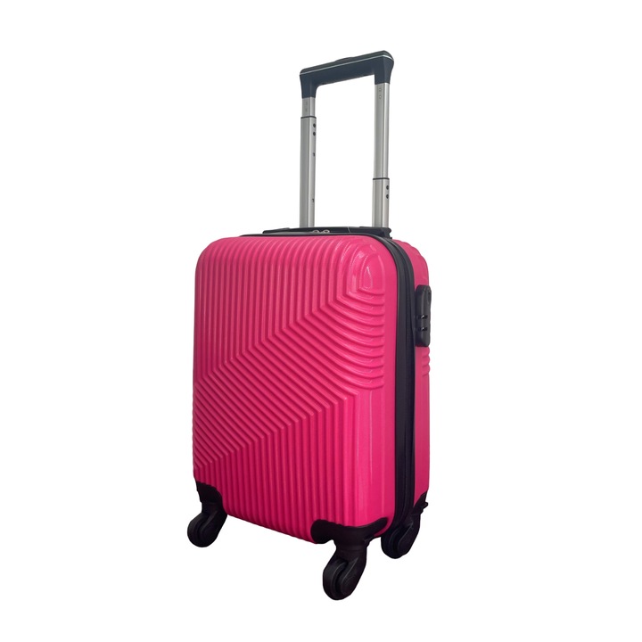 Ryan Air, кабинен куфар WIzzair, изработена от издръжлив ABS, 4 Spinner колела, размери 55 x 35 x 22 cm, Fuchsia Pink, Seretec Solutions TR-00095