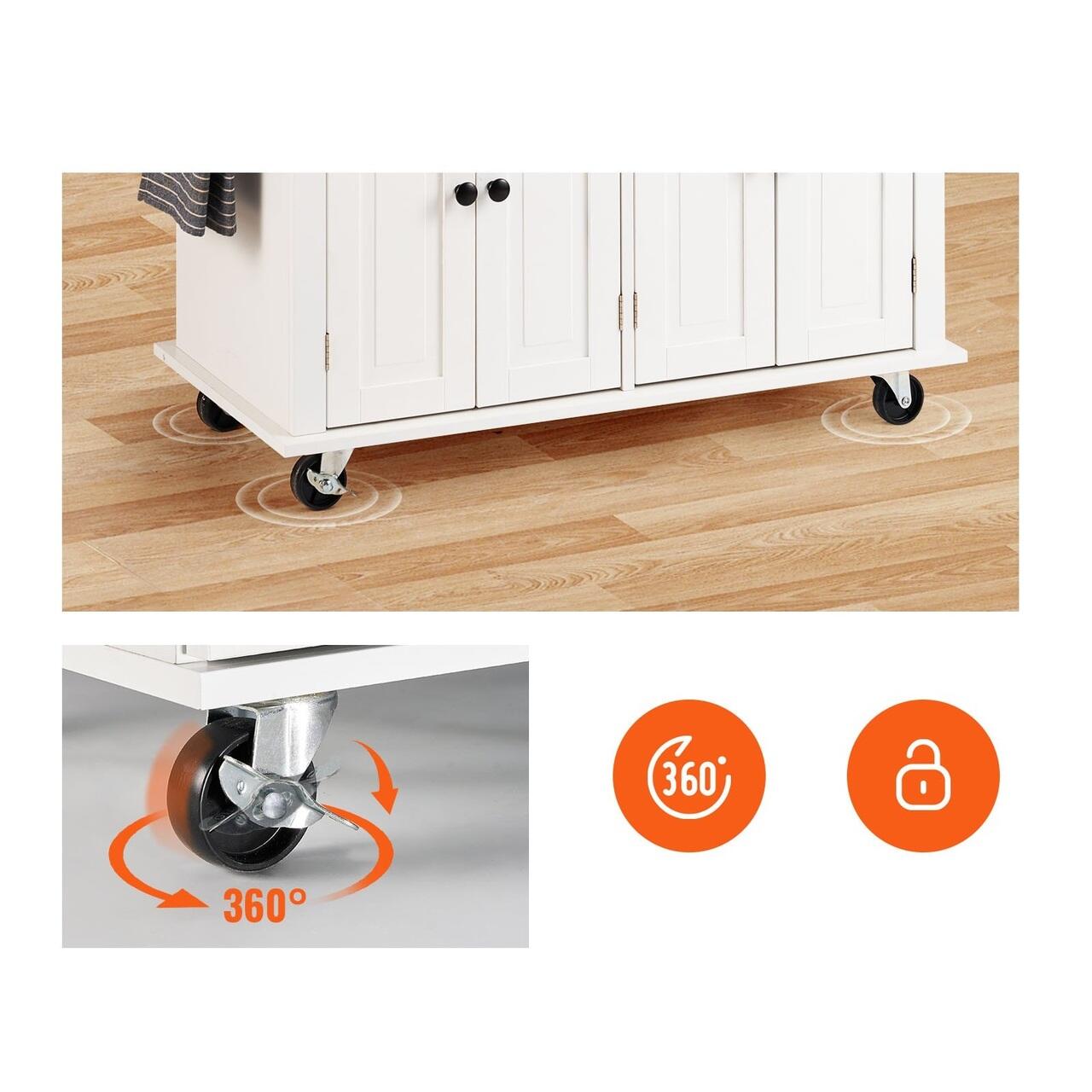 Insula Roti Insula bucatarie, blat lemn masiv, 4 roti blocabile, 1100x450x825 mm ...