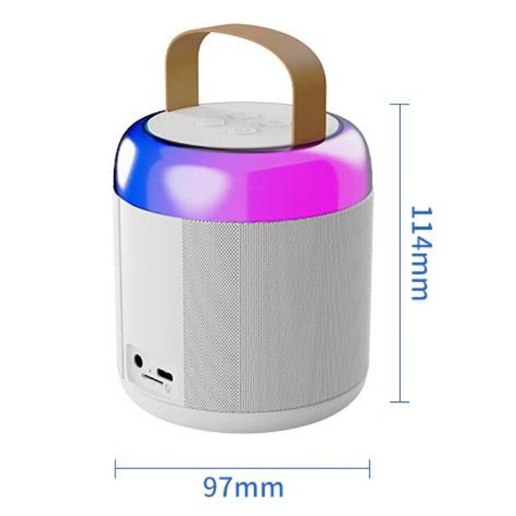 Difuzor Bluetooth, design All-in-One, portabil, sunet surround 3D, durata de viata foarte lunga a bateriei, efecte de iluminare RGB, alb