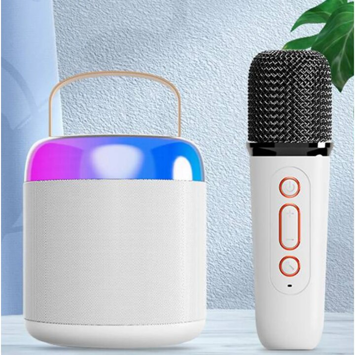 Difuzor Bluetooth, design All-in-One, portabil, sunet surround 3D, durata de viata foarte lunga a bateriei, efecte de iluminare RGB, alb