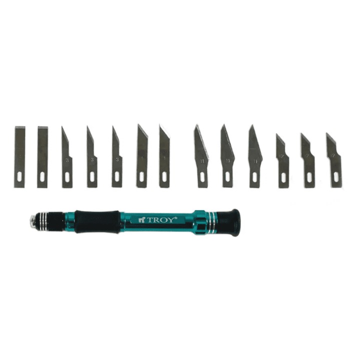Set cutter tip bisturiu cu capete interschimbabile Troy 21604, 14 piese