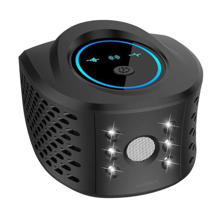 Aparat Profesional cu Ultrasunete LUXEMATE, cu Doua Difuzoare si Lumini Intermitente, Anti Sobolani, Rozatoare, Insecte, Afisaj Digital, Frecventa 20KHz – 65KHz, Acoperire 360° - 300 MP, Negru inchis