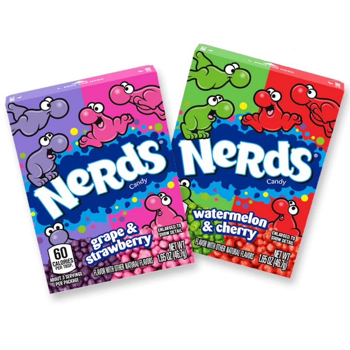 Bomboane Nerds Grape&Strawberry 46g si Nerds Melon&Cherry 46g