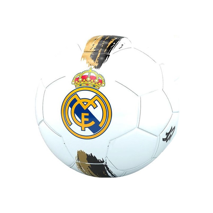 Футболна топка размер 5, SportX, официален модел с лиценз на Реал Мадрид, официално тегло, екологичен материал, шестоъгълни шевове