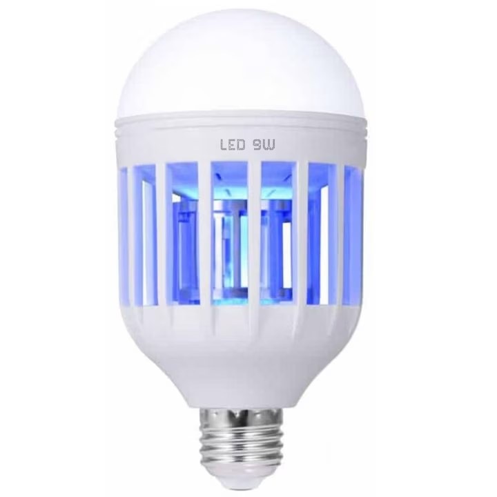 2 az 1-ben LED izzó UV rovarellenes lámpával PENDAN, 9W, E27, készülék szúnyogok, legyek, szúnyogok ellen, hangtalan, rovarok ellen, 360°-os sugárzással beltéri vagy kültéri használatra