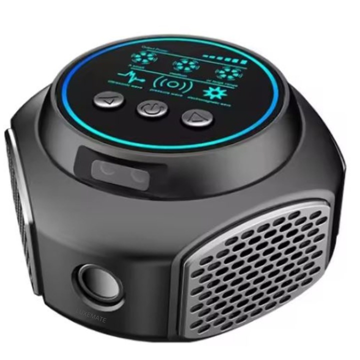 Aparat Profesional cu Ultrasunete LUXEMATE, cu Patru Difuzoare, Lumini Intermitente, Anti Sobolani, Rozatoare, Insecte, Afisaj Digital, Frecventa 20KHz – 65KHz, Acoperire 360° - 300 MP, Negru mat