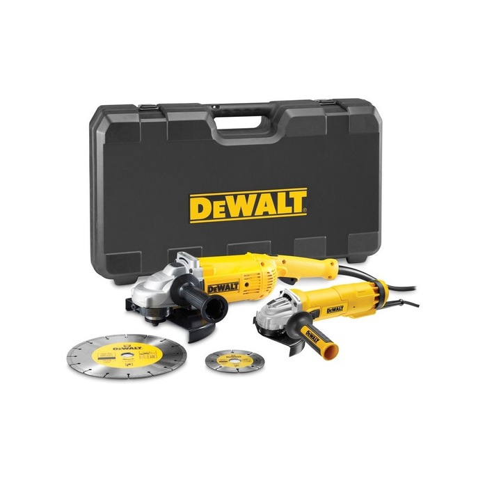 Пакет от 2 ъглошлайфа 230 мм, 2200 W, DWE492S и 125 мм, 1000 W, DWE4207, DeWALT