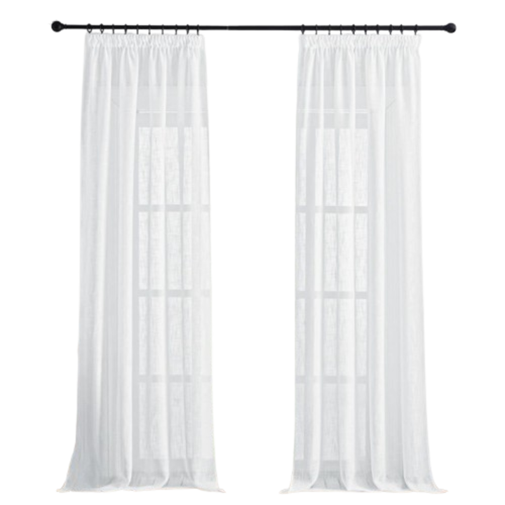 2 db-os átvezető függöny készlet, Pony Dance, 245 x 140 cm, vászon textúra, félig átlátszó, fehér