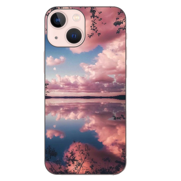 Кейс, съвместим с Apple iPhone 13 Mini Silicon Gel Tpu Модел Pink Clouds