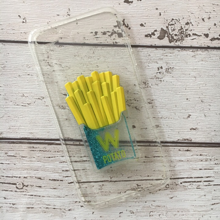 Кейс, съвместим с Apple iPhone 7 Plus и 8 Plus, Течен силикон, Пържени картофки