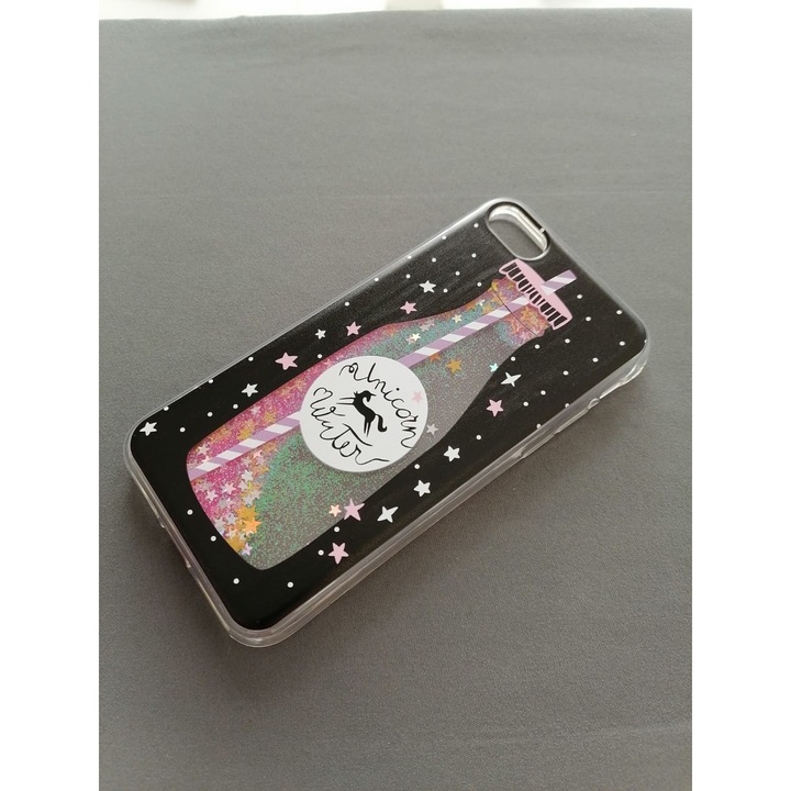 Калъф, съвместим с Apple iPhone 7 и съвместим с Apple iPhone 8 Liquid Glitter Design Unicorn Water