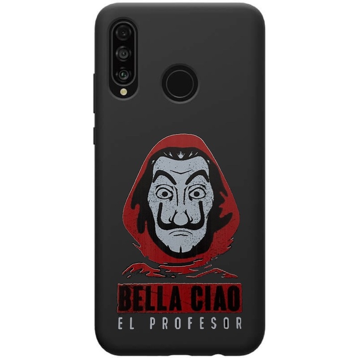 Капак, съвместим с Huawei P30 Lite Silicone Gel Tpu Model La Casa de Papel Bella Ciao El Profesor