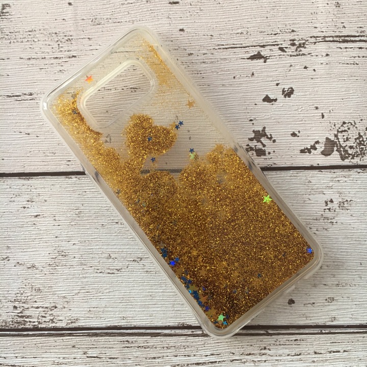 A tok kompatibilis a Samsung Galaxy S8+ Plus Liquid Silicone Golden Glitter termékkel