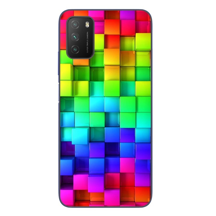 A burkolat kompatibilis a Xiaomi Poco M3 Silicon Gel Tpu Model Colorful Cubes modellel