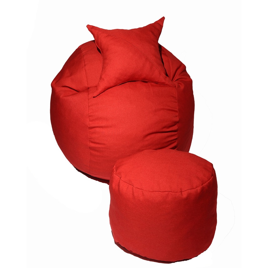 Set Fotoliu (Mediu) Matusalem+Otoman+Perna decorativa - Montana Red (Gama Diamond) husa detasabila, Transformabil in pat, Fabricat in Romania, umplut cu fulgi de burete memory mix®, marca Pufrelax