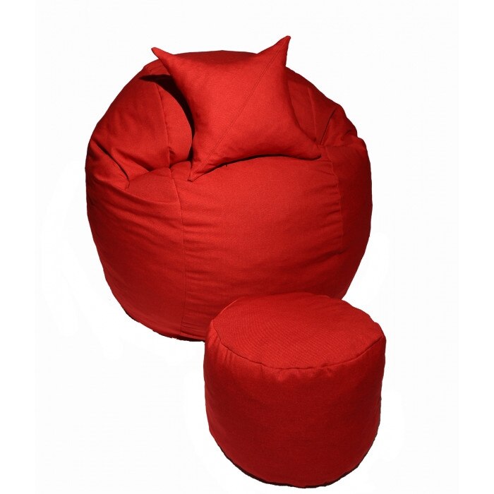 Set Fotoliu (Mare) King Size+Otoman+Perna decorativa - Montana Red (Gama Diamond) husa detasabila, Transformabil in pat, Fabricat in Romania, umplut cu fulgi de burete memory mix®, marca Pufrelax