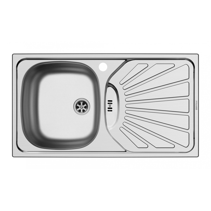 Chiuveta bucatarie Pyramis ET78, 780x435mm, adancime 150mm, orientarea cuvei pe stanga, montare pe blat, finisaj lucios
