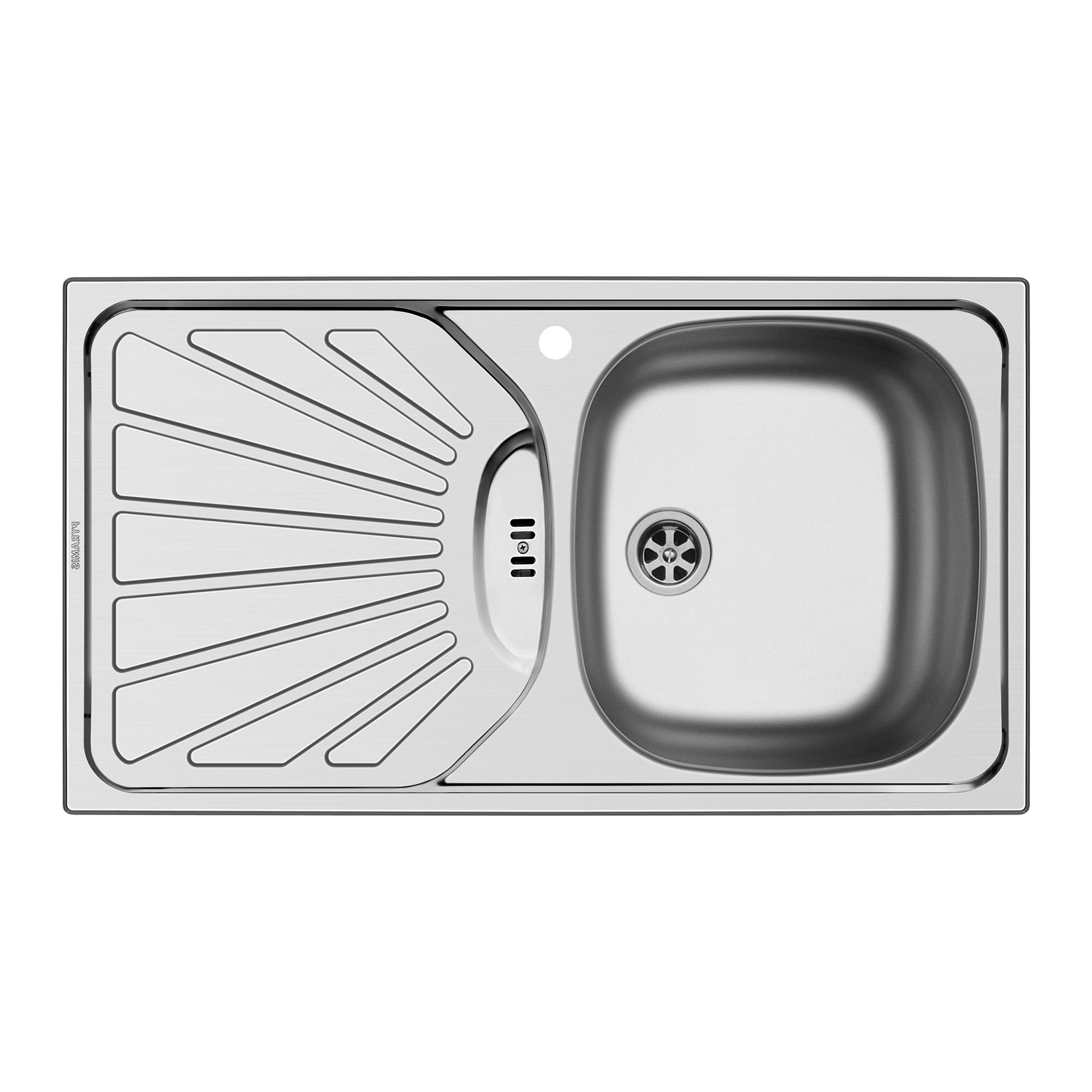 Chiuveta bucatarie Pyramis ET78, 780x435mm, adancime 150mm, orientarea cuvei pe dreapta, montare pe blat, finisaj lucios