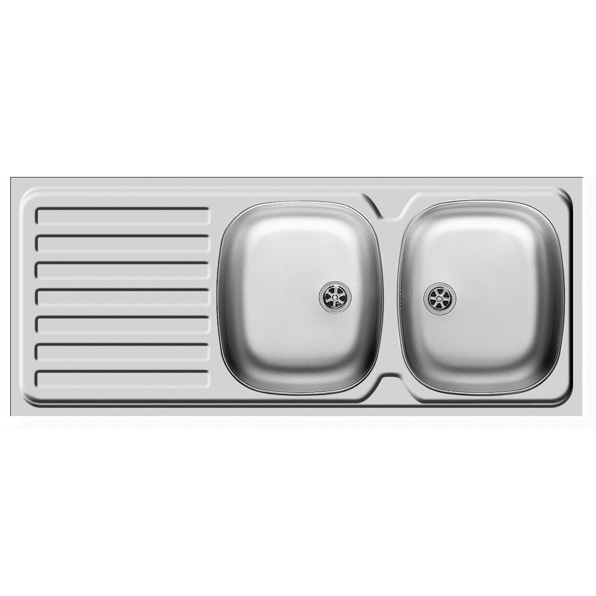 Chiuveta bucatarie Pyramis INTERNATIONAL, 1200x500, adancime 150mm, orientarea cuvelor pe dreapta, montare pe masca, finisaj lucios