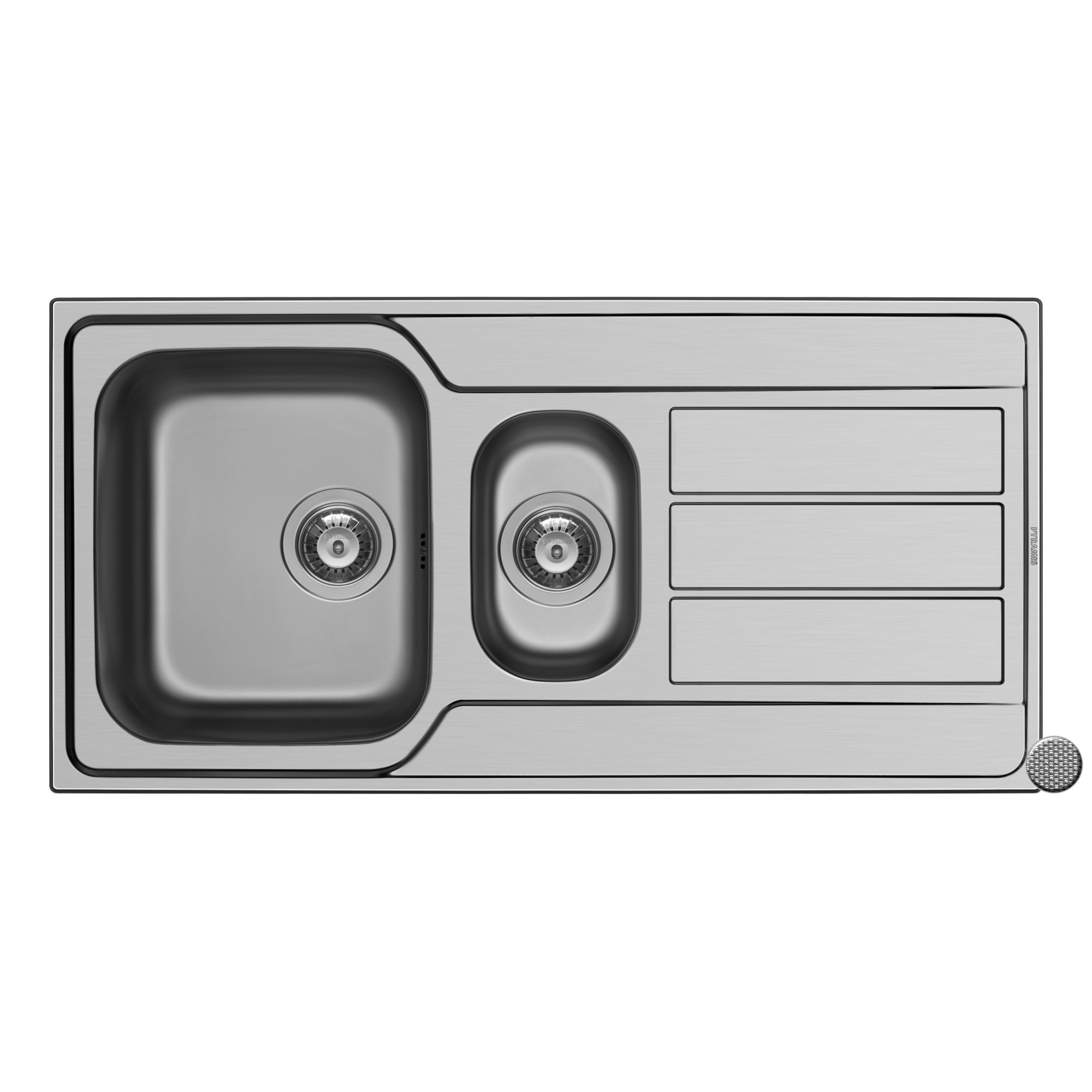 Chiuveta bucatarie Pyramis ATHENA, 1000x500mm, adancime 165mm, reversibila, montare pe blat, finisaj anticalcar