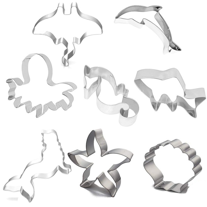 Set 8 forme pentru prajituri, Otel inoxidabil, Argintiu