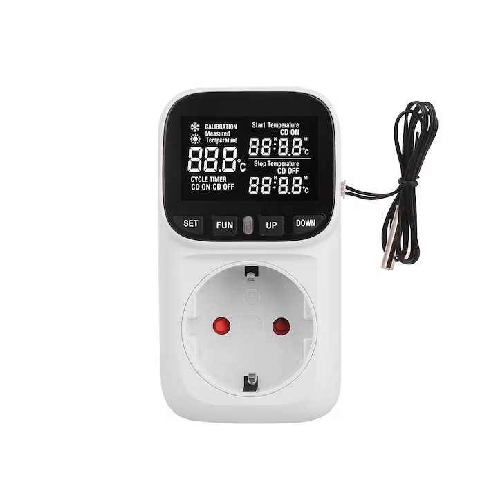 Смарт контакт с термостат, програмируем, температурен сензор, за управление на рециркулационни помпи, системи за отопление/охлаждане, аквариуми, терариуми, оранжерии