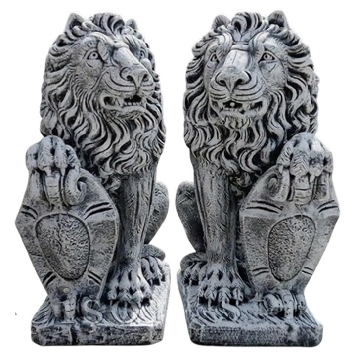 Set stauete lei mari cu blazon, gri patinat, model S1