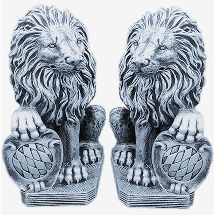 Set doua statuete lei mici cu blazon, model S2